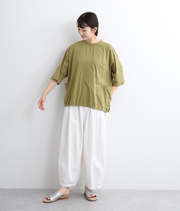 裾ドロストラグランTシャツ(C・カーキ)