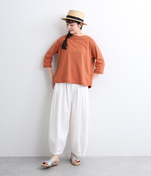 ラグラン袖ワイドTシャツ(B・オレンジ)