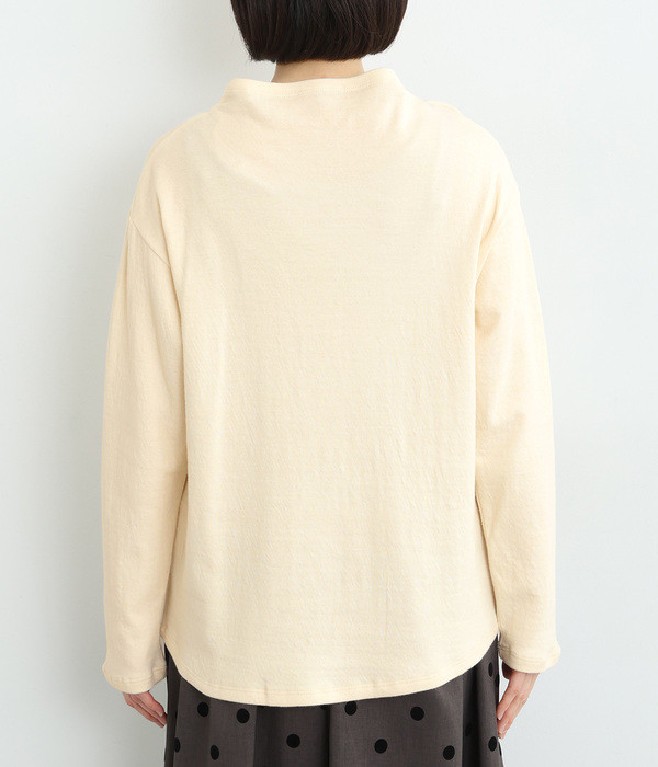コットン接結天竺 ボトルネック長袖Tシャツ(B・キナリ)
