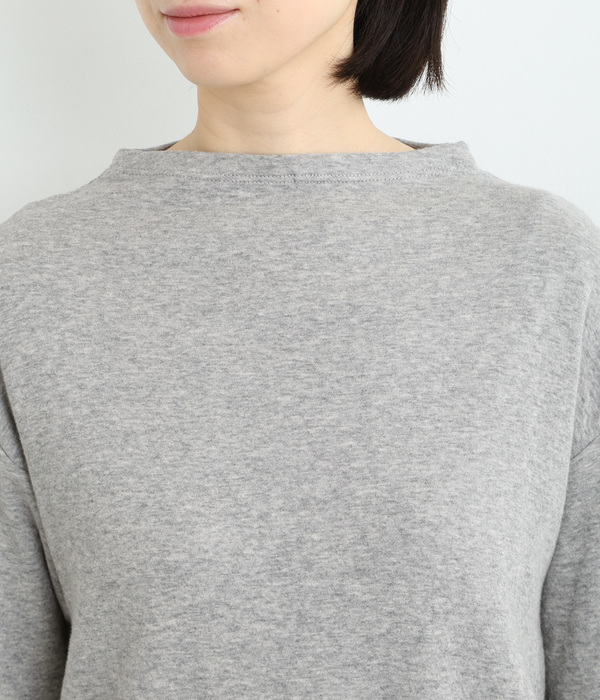 コットン接結天竺 ボトルネック長袖Tシャツ(B・キナリ)