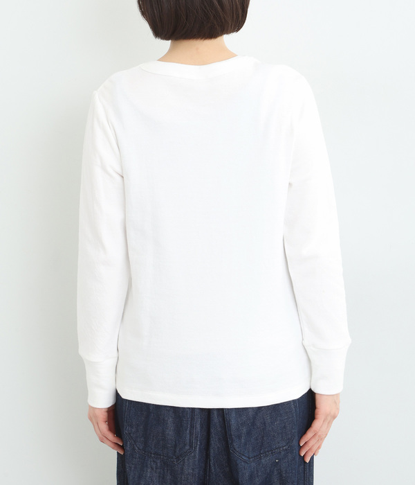 コットン接結天竺 クルーネック長袖Tシャツ(A・オフホワイト)