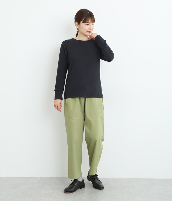 コットン接結天竺 クルーネック長袖Tシャツ(A・オフホワイト)