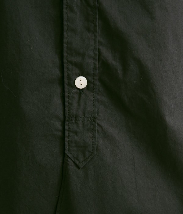 タイプライターラウンドヘムスタンドカラー長袖シャツ(B・ブラック)