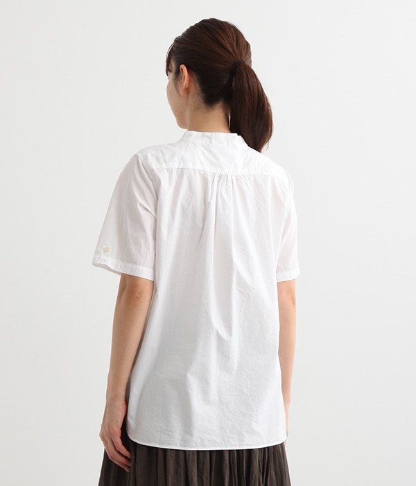 タイプライター　スタンド半袖シャツ(A・ホワイト)