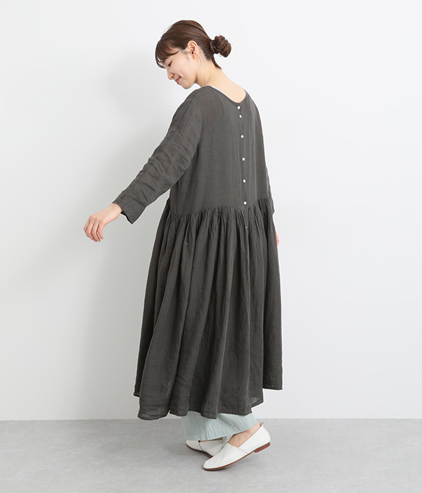 リネンボイル2wayギャザーワンピース(B・スミ)【新入荷】｜so