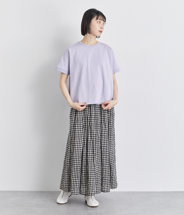 バスク天竺クルーネック半袖Tシャツ(C・ホワイト×ブラック)