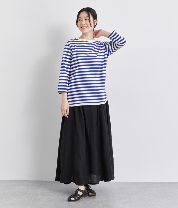 天竺七分袖Tシャツ(C・ホワイト×ブルー)
