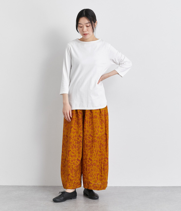 天竺七分袖Tシャツ(C・ホワイト×ブルー)