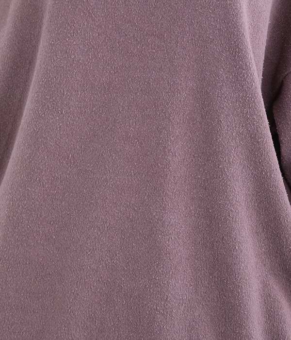 国産シルク100％ニット　ロングTシャツ(B・モーヴ)