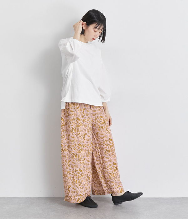 リネン　キュロットパンツ(G・ライラックグレー)