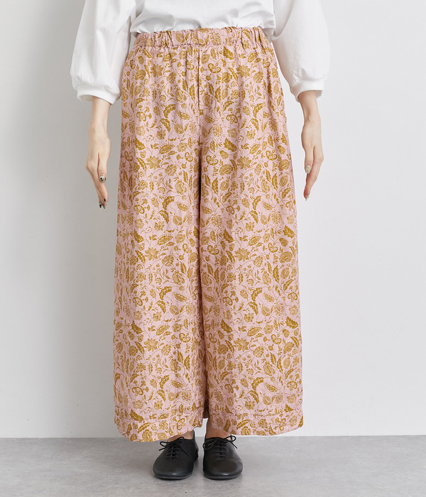 リネン キュロットパンツ(I・マスタードプリント)【新入荷】｜so