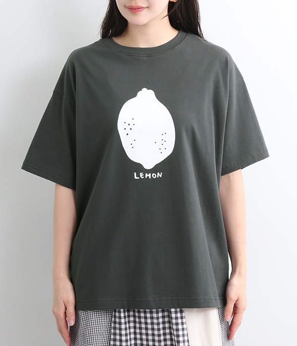 プレーティング天竺　LemonクルーネックTシャツ(D・スミ)