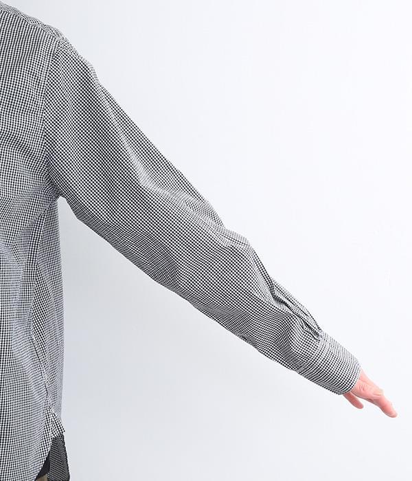 タイプライター　ラウンドヘム丸襟長袖シャツ(ギンガム2)