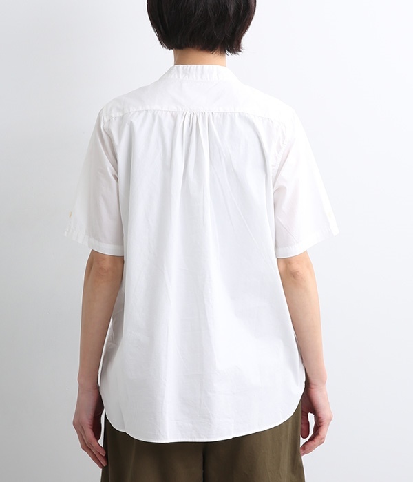 タイプライター　スタンド半袖シャツ(A・ホワイト)