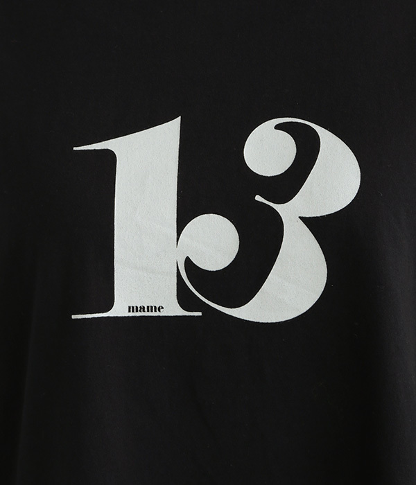 天竺　13プリントクルーネックワイドTシャツ(C・ブラック)