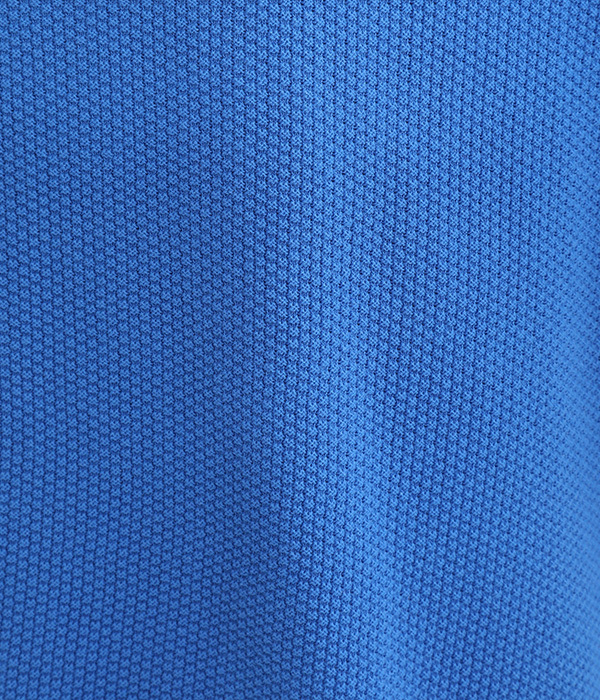 強撚ミドルゲージ鹿の子編み5分袖ポロシャツ(B・ブルー)