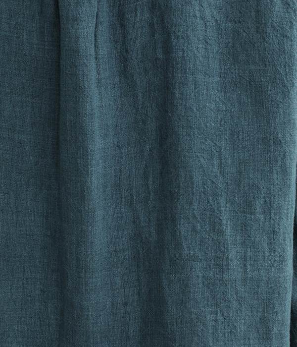 リネンムラ染めスタンドカラーシャツ(B・ブルー)