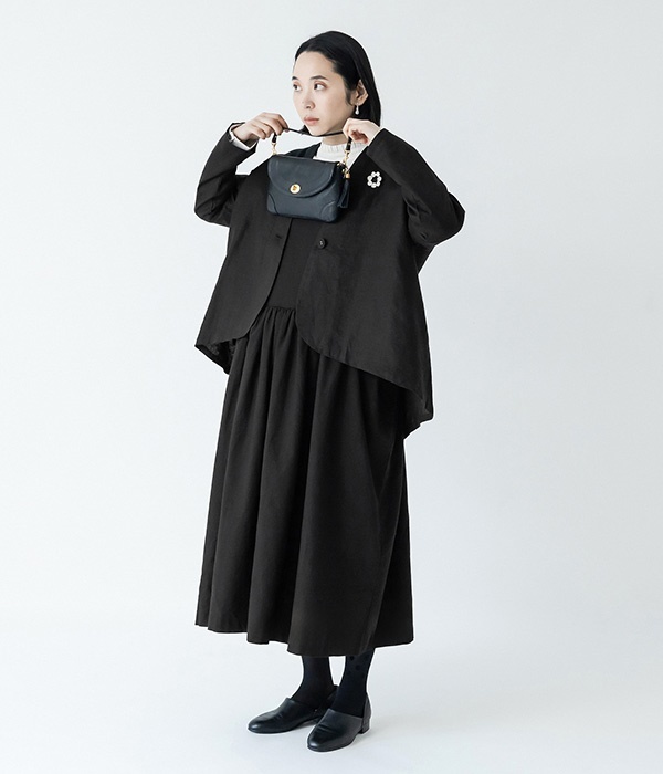 【別注】コットンリネン2WAYジャンパースカート(ブラック)