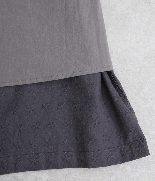 コットン花柄刺繍スカート(B・ブラック)