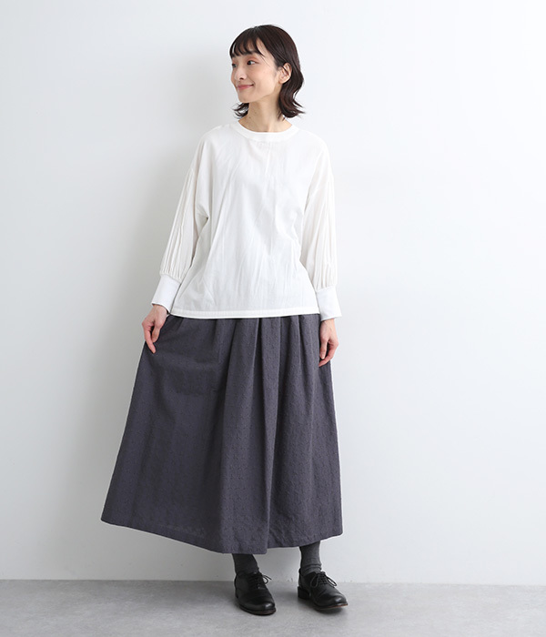 コットン花柄刺繍スカート(B・ブラック)