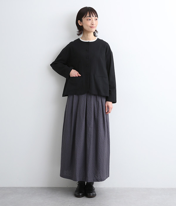 コットン花柄刺繍スカート(B・ブラック)