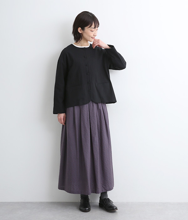 コットンシャンブレー　ジャケット(C・ブラック)