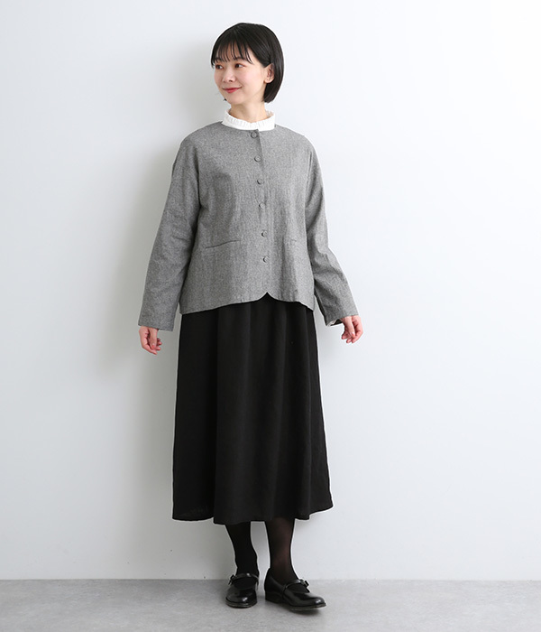 コットンシャンブレー　ジャケット(C・ブラック)