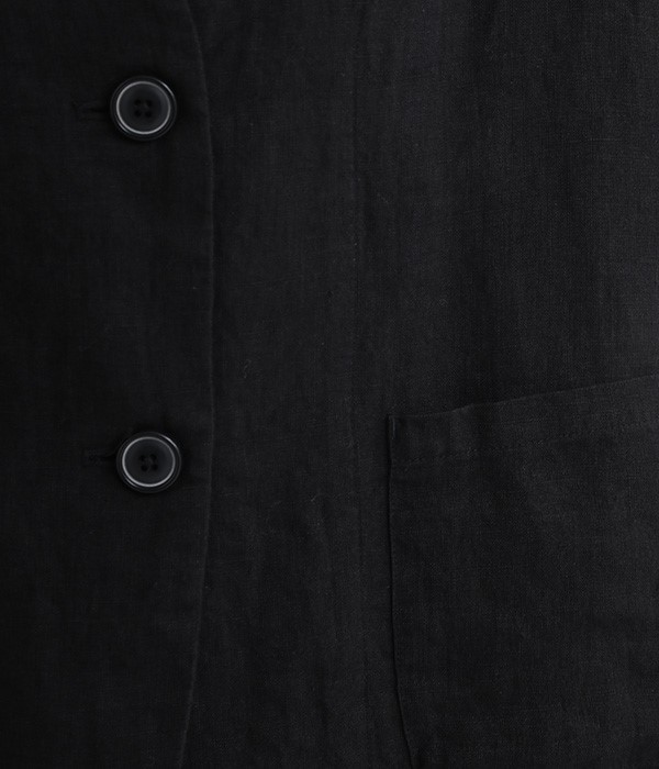 リネン平織り　ジャケット(C・ブラック)