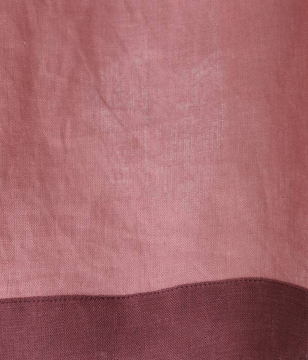 リネン平織り配色タックスカート(C・ピンク)