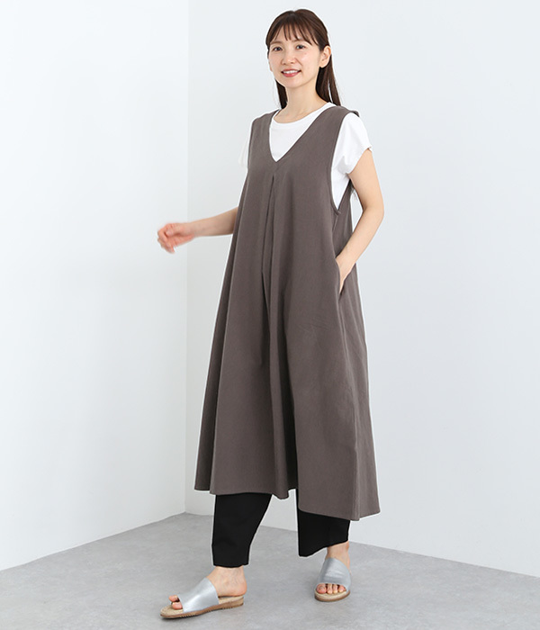 コットン平織りジャンパースカート(B・モカ)