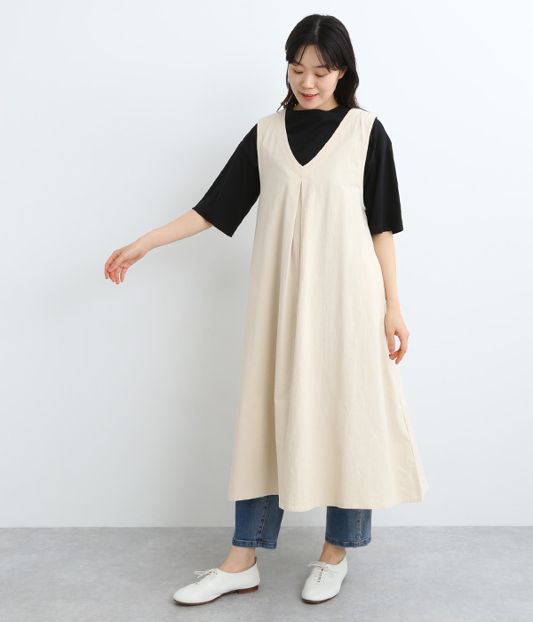コットン平織りジャンパースカート(C・チャコール)