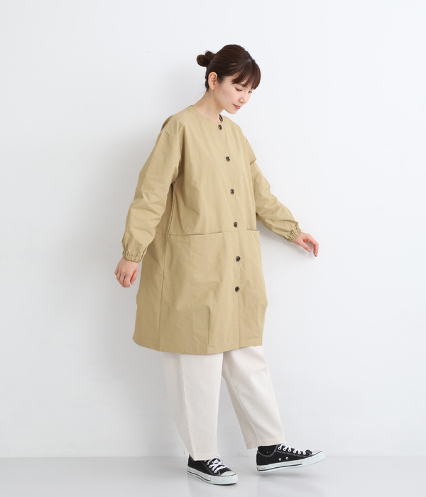 【別注】ノーカラービッグポケットコート(B・ベージュ)