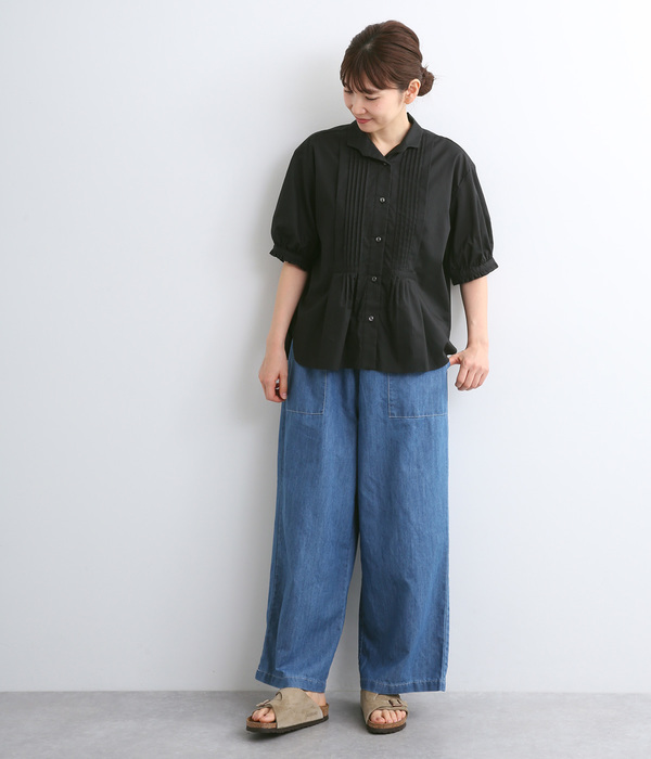 コットンコードットオーガニクスピンタックブラウス(A・ホワイト)