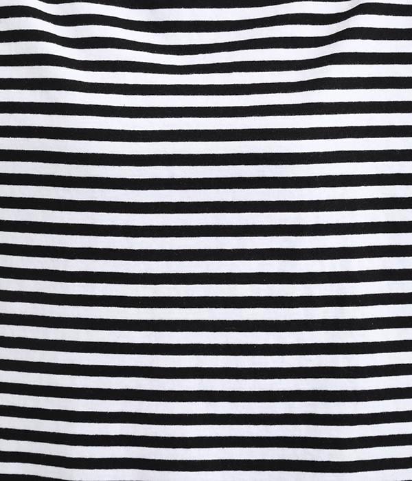 ムラ糸ボーダーワイドTシャツ(C・ホワイト×ブラック)