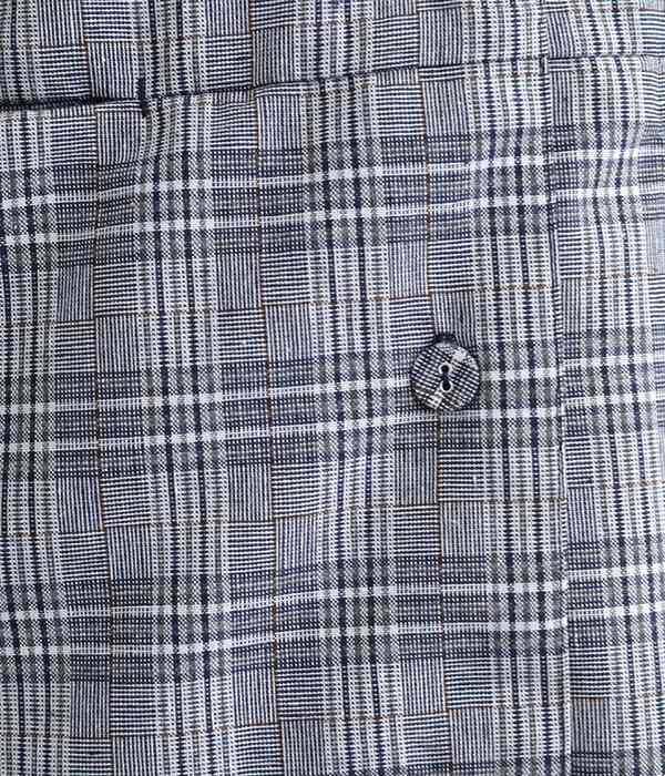 コットンリネンチェックシャツジャケット(A・ネイビー×グレー)