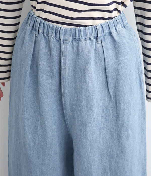 コットンリネンデニムワイドパンツ(C・ホワイト)