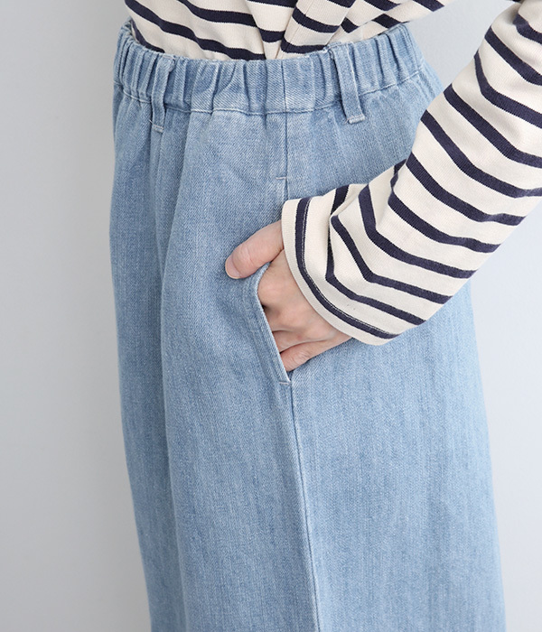 コットンリネンデニムワイドパンツ(C・ホワイト)