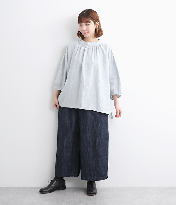 コットンリネンデニムワイドパンツ(C・ホワイト)
