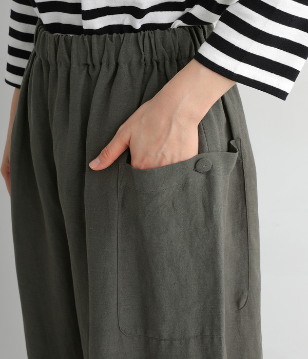 リネンレーヨンワイドパンツ(A・チャコール)【新入荷