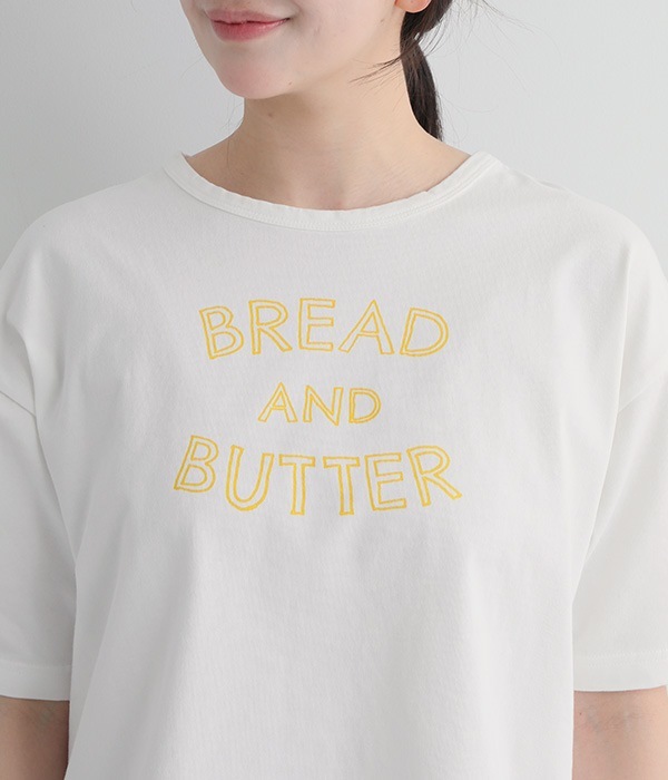 プリントTシャツ　BREAD　AND　BUTTER(A・オフホワイト×イエロー)
