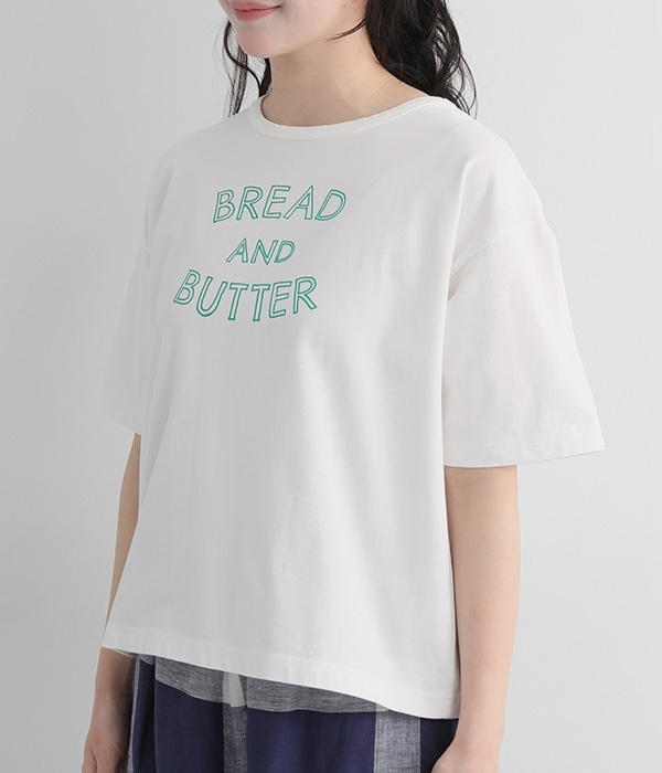 プリントTシャツ　BREAD　AND　BUTTER(D・オフホワイト×グリーン)