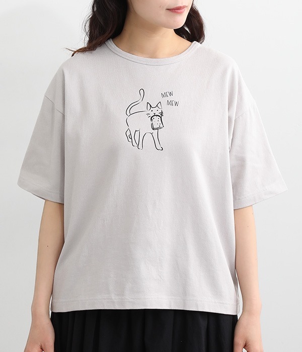 プリント　Tシャツ　”MEW　MEW”(C・ライトグレー)