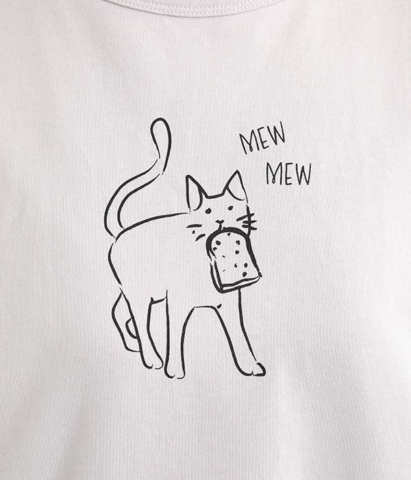 プリント　Tシャツ　”MEW　MEW”(C・ライトグレー)