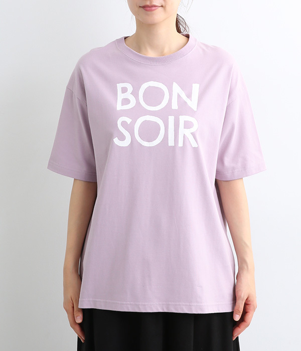 BON SOIR　プリントTシャツ(A・スモークパープル)