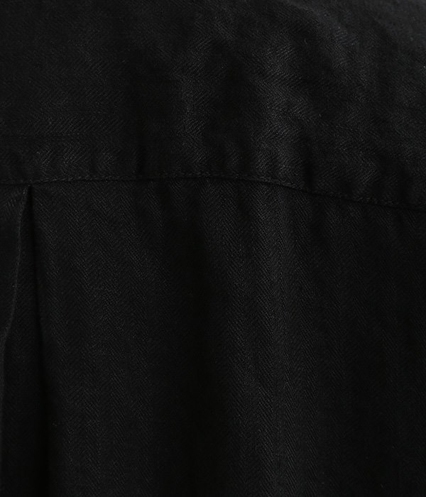 リネンヘリンボン　シャンブルシャツジャケット(A・ブラック)