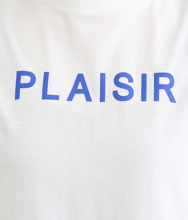 コーマ天竺ソフト仕上げ プリントTシャツ(PLAISIR)(A・オフホワイト×ブルー)