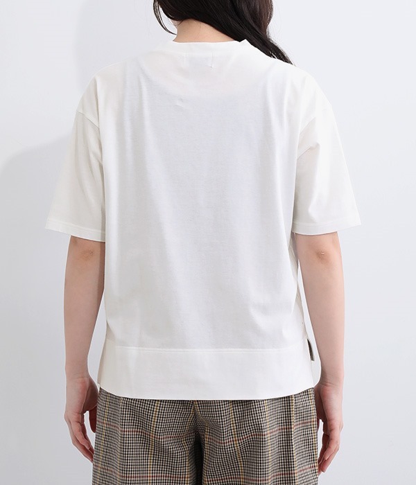 コーマ天竺ソフト仕上げ プリントTシャツ(113N3RD)(A・オフホワイト×チャコール)