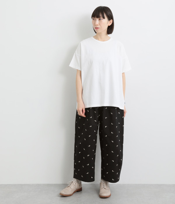コットン小鳥ドット刺繍バルーンパンツ(A・グレー)【再入荷