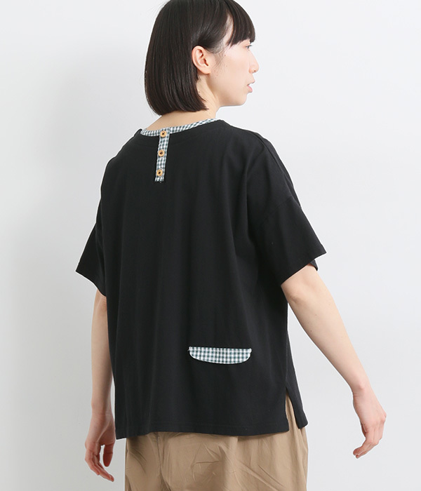 コットン洋なしパッチワーク刺繍プルオーバー(B・ブラック コットン洋なしパッチワーク刺繍プルオーバー(B・ブラック