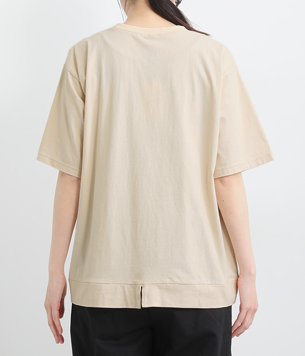 コットンさらさら天竺野菜刺繍5分袖Ｔシャツ(A・アイボリー)